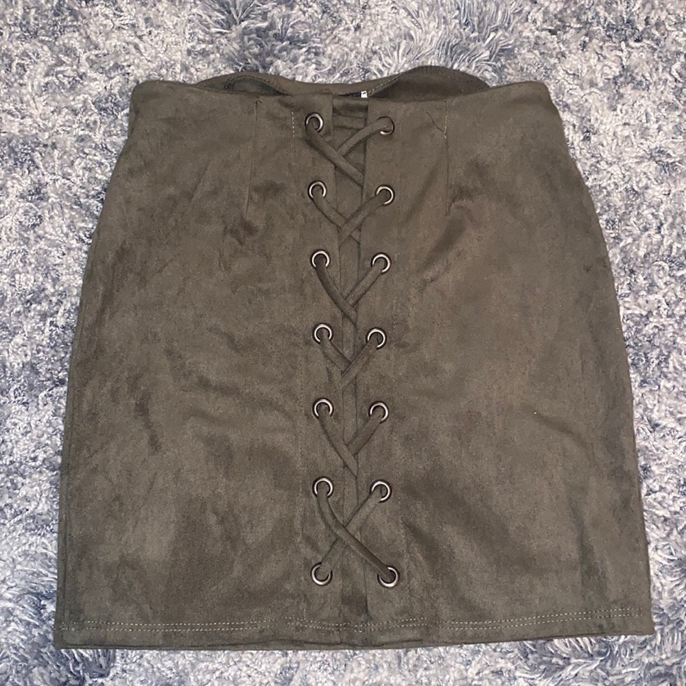 Green mini skirt